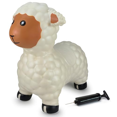 JAMARA Hüpftier Schaf mit Pumpe, fördert den Gleichgewichtssinn und die motorischen Fähigkeiten, robust und widerstandsfähig, BPA-Frei bis 50 kg, 460590, Weiß von JAMARA