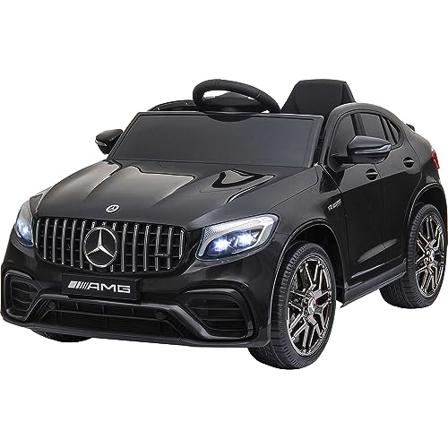 JAMARA 460648 - Ride-on Mercedes-Benz AMG GLC 63 S Coupé 12V - Allradantrieb, 2-Gang, USB, 4 Leistungsstarke Antriebsmotoren, Gefederte Hinterachse, Batteriespannungsanzeige, LED, schwarz von JAMARA