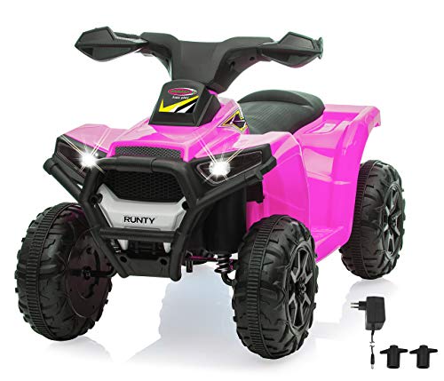 JAMARA 460868 - Ride On Mini Quad Runty - leistungsstarker Antriebsmotor / Akku für bis 120 Min. Fahrzeit, Max. 25KG, kurz untersetztes Getriebe für kräftigen Vortrieb, Sound, Licht vorne von JAMARA