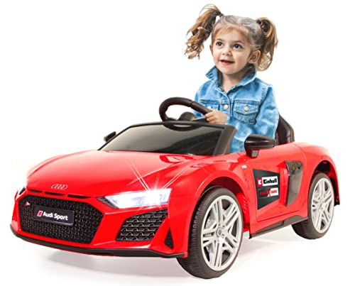 JAMARA 460915 Ride-on Audi R8 Spyder 18V Einhell Power X-Change – Li-Solo (ohne Akku und Ladegerät), Elektroauto für Kinder mit 2 Motoren, Sportlenkrad, Musik, USB, Bluetooth, Schnellwechsel-Akku, Rot von JAMARA