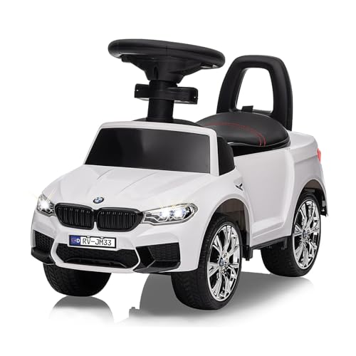 JAMARA 464015 Rutscher BMW M5, Car Fahrzeug, Spielzeug Kinderauto Kids, ab 12 Monate, Musik, Kippschutz, Kofferraum, Flüsterreifen, Hupe am Lenkrad, Schub- und Haltegriff von JAMARA