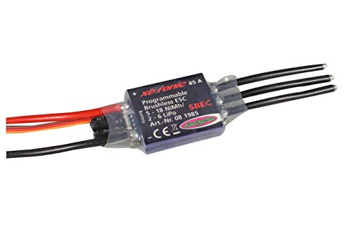 JAMARA 81986 Flugregler Xetronic 85A / 5A BEC-Abmessungen: 7,0 x 3,5 x 1,5 cm Programmable Brushless ESC 5-18 NiMh/2-6 LiPo von JAMARA