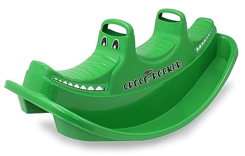 Jamara 460742 Kinderwippe Croco Rocker - Indoor- Outdoor geeignet, witterungsbeständiger Kunststoff, bequemer Sitz für optimalen Wippspaß, Haltegriffe von JAMARA