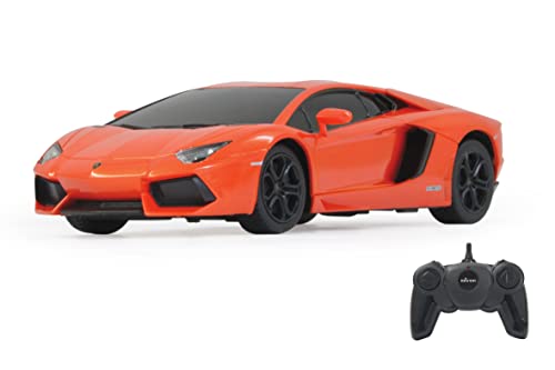 Lamborghini Aventador 1:24 2,4GHz - offiziell lizenziert, ca zu 1 Stunde Fahrzeit bei ca. 9 Km/h, perfekt nachgebildete Details, hochwertige Verarbeitung, Orange von JAMARA