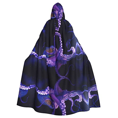 JAMCHE Lila Oktopus-Druck Kapuzenumhang für Weihnachten Halloween Cosplay Kostüme von JAMCHE