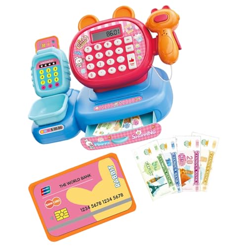 Kinderkassen-Set mit Spielgeld, interaktives Lernspielzeug zum Zählen von Übungen, sicheres Vorschulkassen-Spielset Kinderkassen-Set mit Spielgeld, interaktives Lernspielzeug zum Zählen von Übungen, sicheres Vorschulkassen-Spielset von JAMNGHB