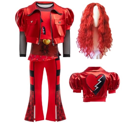 JANGZIIA Descendant 4 Rise of Red costume Movie Cosplay Kostüm Kinder Mädchen, Kleid Kinder Karneval Halloween Geburtstag Party Dress Up für Kinder 3-13 Jahre von JANGZIIA