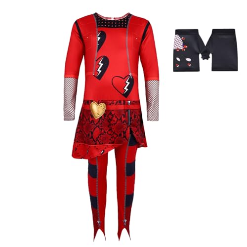 JANGZIIA Rise of Red costume Descendant 4 Movie Cosplay Kostüm Kinder Mädchen, Kleid Kinder Karneval Halloween Geburtstag Party Dress Up für Kinder 3-13 Jahre von JANGZIIA