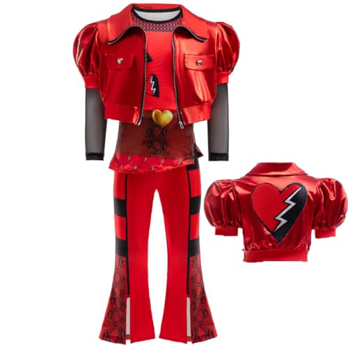 JANGZIIA Rise of Red costume Descendant 4 Movie Cosplay Kostüm Kinder Mädchen, Kleid Kinder Karneval Halloween Geburtstag Party Dress Up für Kinder 3-13 Jahre von JANGZIIA