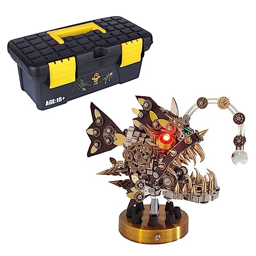 JANTY 3D Metall Laternenfisch Montage Modell Kit mit Licht, Steampunk Tier Mechanische Puzzle, kreative Trendige Anzeige Spielzeug Set (700PCS) von JANTY