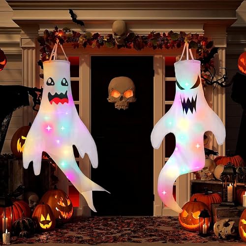 2 Pcs Halloween Deko Geisterhexe Ballons Garten Outdoor Party Haustür Accessoires Gruselig Set Geist Haus Mitgebsel Geschenke Haloween Zombie Zubehör Party Decorations Aussen Banner 47.2 Zoll von JAODFK