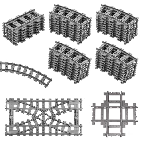 JAOGAUS City Schienen, 41 Stück City Bausteine Schienen, City Schienen Eisenbahn Schienen Set für Bausteine Geschenke, Erweiterungsset von JAOGAUS