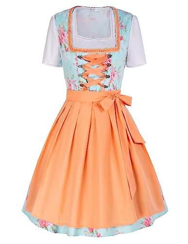 JASAMBAC Bayrisches Oktoberfest-Kostüm für Damen, traditionelles Dirndlkleid, deutsches Biermädchen-Kostüm, Blau, M von JASAMBAC