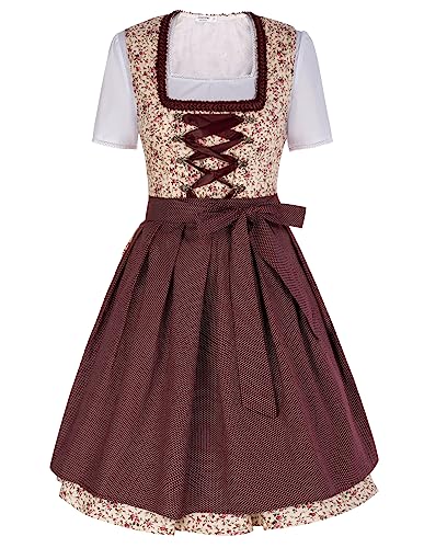 JASAMBAC Bayrisches Oktoberfest-Kostüm für Damen, traditionelles Dirndlkleid, deutsches Biermädchen-Kostüm, Khaki, S von JASAMBAC