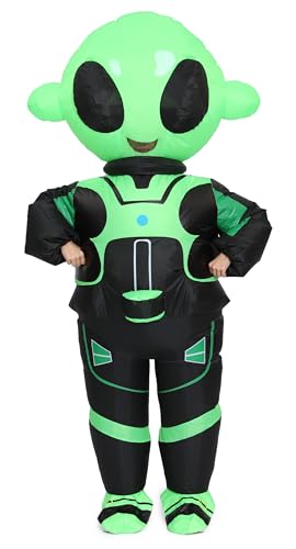 JASHKE Aufblasbares Alien Kostüm Alien Kostüme Erwachsene Aufblasbare Halloween Kostüme Karneval Kostüme für Erwachsene, Grün , Large von JASHKE