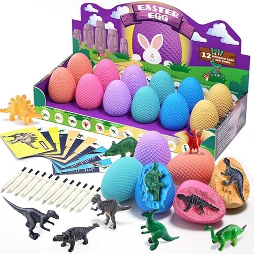 12pcs Dino Ausgrabungsset für Kinde, Dinosaurier Eier Spielzeug Archäologie Spielzeug, Dino Eier Dig Kit Fossilien Ausgrabungsset Kinder, Kindergeburtstag Geschenke für Jungen und Mädchen von JAWSEU