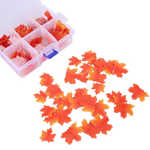 370 Pcs Blätter Cupcake Topper Kuchenaufsätze, Herbstblätter Cupcake Topper Kuchendekorationen für Thanksgiving Ahornblätter Party Kuchen Dekor Essbare Herbstblätter Tortendeko Kuchen Topper von JAWSEU