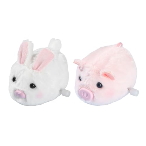 JAWSEU 2pcs Osterhase Aufziehspielzeug Wind up Spielzeug Hasen Kuscheltier Springendes Schwein Oster Hasen Deko Ostern Kuscheltier Hasen Kuscheltier Osterkorb Füllstoffe Osternest Deko Ostergeschenk von JAWSEU