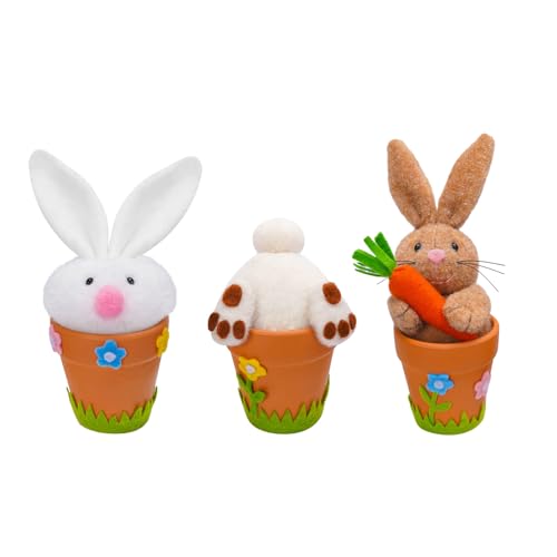 JAWSEU 3pcs Osterhase Plüschtier Ostern Deko Hasen, Plüsch hase Osterhase Cartoon Kaninchen Plushie Puppe Spielzeug Plüschtier Stofftier Kuscheltiere Geschenke für Ostern Geburtstag Frühling von JAWSEU