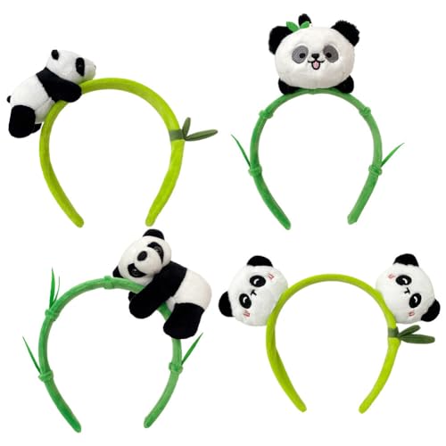 JAWSEU 4pcs Panda Ohr Stirnband Haarband, Panda Ohren Stirnband Plüsch Haarreifen Simuliertes Panda Ohren Stirnband Tierohren Haarband für Kinder Erwachsene Haarschmuck Haarbänder Cosplay Kostüm von JAWSEU