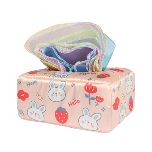 JAWSEU Baby Tissue Box Toy Baby Crinkle Spielzeug 6 Monate Tissue Box Montessori Sensorik, Hohem Kontrast Babyspielzeug Farbiges Tuch Sensorisches Tuch Interaktive Babyspielzeug Für 0-12 Monate von JAWSEU