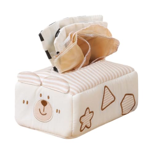 JAWSEU Baby Tissue Box Toy Baby Spiegel Spielzeug 6 Monate Tissue Box Montessori Sensorik, Hohem Kontrast Babyspielzeug Farbiges Tuch Sensorisches Tuch Interaktive Babyspielzeug Für 0-12 Monate von JAWSEU