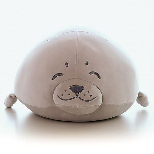 JAWSEU Chubby Blob Seal Pillow, Robbe Kuscheltier Fett Meerestier Kissen Gefülltes Plüschkissen Grau Klecks Siegel Umarmungskissen Stofftier Baumwolle Blob Seal Plüsch Spielzug für Kinder Erwachsene von JAWSEU