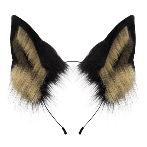 JAWSEU Fox Wolf Cosplay Tierohren Schwanz Set Wolf Ohren Haarnadel Haarschmuck Schwanz Kostüm Handgefertigtes Fuchs Wolf Ohren Halloween Kostüm Cosplay Kopf Zubehör Fuchsohren Schwanz Tierkostüm von JAWSEU