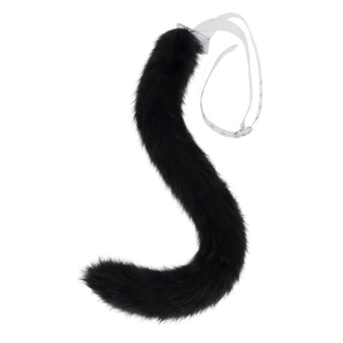 JAWSEU Katze Fuchs Cosplay Kostüm Set, Hundeohren Haarband Lang Tierschwanz Ohren Set Faux Furry Fox Wolf Tail Kit Tiger Wolf Langer Fuchsschwanz Ohren für Fasching Halloween Weihnachten Cosplay von JAWSEU