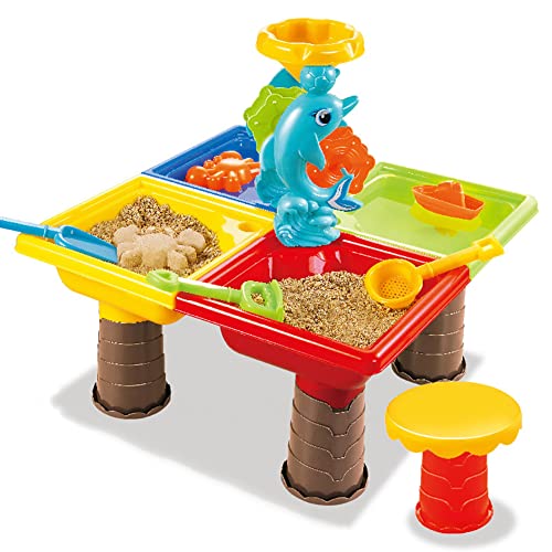 JAWSEU Kinder Sand Wasserspieltisch 4 in 1, Sandkasten Kinder-Spieltisch, Spielen Schwimmbad Outdoor Spiel Sandkasten, Outdoor-Spielzeug von JAWSEU