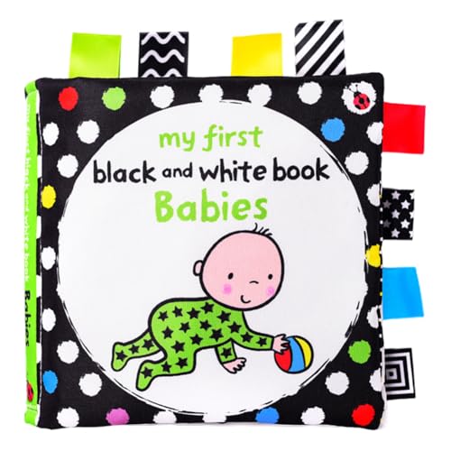 JAWSEU Kontrastbuch Schwarz Weiß, Baby Bücher Quiet Book Babyspielzeug Buch mit Quietsche Babybuch stoffbuch fühlbuch knisterbuch Stoffbücher Kinderwagen Spielzeug Baby Bücher Sensorik Spielzeug von JAWSEU