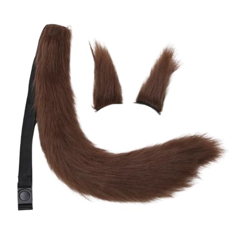 JAWSEU Kunstpelz Fuchs Katzenohren Haarspange Schwanz Schwanz, Cosplay Pelztier Wolfsohren Clip Schwanz Tier Fuchs Katze Hund Wolf Schwanz Clip Langes cosplay Plüsch Tail Kopfschmuck für Halloween von JAWSEU