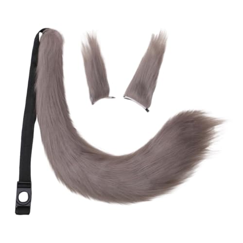 JAWSEU Kunstpelz Fuchs Katzenohren Haarspange Schwanz Schwanz, Cosplay Pelztier Wolfsohren Clip Schwanz Tier Fuchs Katze Hund Wolf Schwanz Clip Langes cosplay Plüsch Tail Kopfschmuck für Halloween von JAWSEU