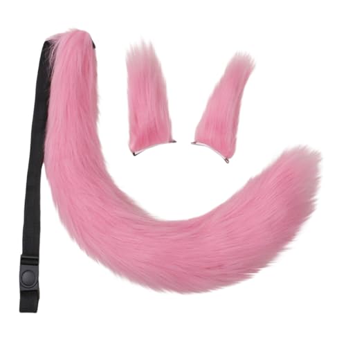 JAWSEU Kunstpelz Fuchs Katzenohren Haarspange Schwanz Schwanz, Cosplay Pelztier Wolfsohren Clip Schwanz Tier Fuchs Katze Hund Wolf Schwanz Clip Langes cosplay Plüsch Tail Kopfschmuck für Halloween von JAWSEU