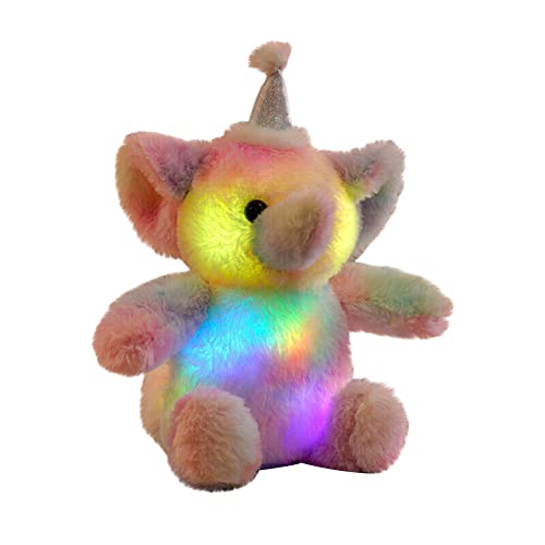 JAWSEU LED Elefant Plüschtier Kissen, Niedliche Leuchtende Luminous Elefant Stofftier Kuscheltier Kissen Puppe Gefüllte Stofftiere, Plüschtiere Nachtlicht Spielzeug Geschenk für Kinder von JAWSEU