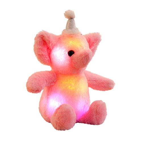 JAWSEU LED Elefant Plüschtier Kissen, Niedliche Leuchtende Luminous Elefant Stofftier Kuscheltier Kissen Puppe Gefüllte Stofftiere, Plüschtiere Nachtlicht Spielzeug Geschenk für Kinder von JAWSEU