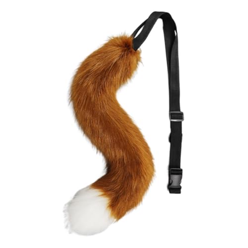 JAWSEU Langer Fuchsschwanz Cosplay Kunstpelz Wolf schwanz Tails, Tierschwanz Kunstfell Wolfsschwanz Kostüm Katze schwanz Cosplay Plüsch Kunstpelz Tail Tierschwanz Halloween Cosplay Großer Schwanz von JAWSEU