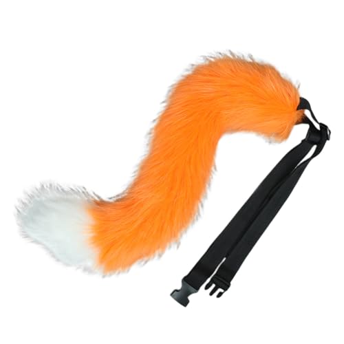 JAWSEU Langer Fuchsschwanz Cosplay Kunstpelz Wolf schwanz Tails, Tierschwanz Kunstfell Wolfsschwanz Kostüm Katze schwanz Cosplay Plüsch Kunstpelz Tail Tierschwanz Halloween Cosplay Großer Schwanz von JAWSEU