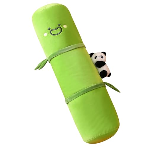 JAWSEU Langes Panda Plüsch Kissen Panda Kuscheltier mit Bambus Niedliches Panda Körper Kissen Plüsch Puppe Spielzeug Weiches Panda Stofftier Spielzeug Kawaii Sofakissen Geschenk für Kinder Freundin von JAWSEU