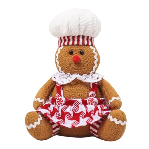 JAWSEU Lebkuchenmann Gefüllte Plüschpuppe, Süßes Plüsch Lebkuchenmann Wurfkissen Spielzeug Weihnachtskissen Lebkuchenmann Christmas Stuffed Animal niedliche Lebkuchenmann Figur Deko Puppe von JAWSEU