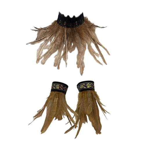 Natural Feder Achselzucken Schalkragen Halskette Damen Feder Manschetten Feder Armband Frauen Feder Handgelenk Manschetten Gothic Damen Feder Umhang Cape Federboa Feder Schal Poncho Kragen von JAWSEU