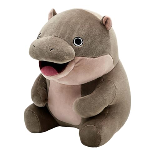 JAWSEU Nilpferd Plüschtiere Simuliertes Tier Kuscheltier Plüschpuppe Realistisch Nilpferd Plüsch Spielzeug Wild Stuffed Animal Stofftierpuppe Rückenkissen Wurfkissen Dekokissen für Zimmer Sofa Auto von JAWSEU