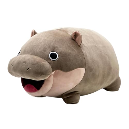 JAWSEU Nilpferd Plüschtiere Simuliertes Tier Kuscheltier Plüschpuppe Realistisch Nilpferd Plüsch Spielzeug Wild Stuffed Animal Stofftierpuppe Umarmungskissen Wurfkissen Dekokissen für Zimmer Sofa von JAWSEU