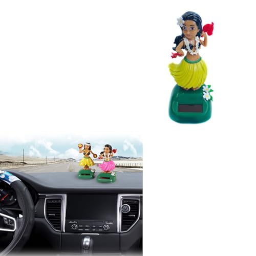 JAWSEU Solartanz Hawaii Mädchen, Solar Wackel Figur Hawaii Mädchen Solar Tanzen Für Hawaii Party Deko Kinderspielzeug Fensterbank, Auto, Büro,Armaturenbrett Ornament Innenraum Hawaii Party(A) von JAWSEU