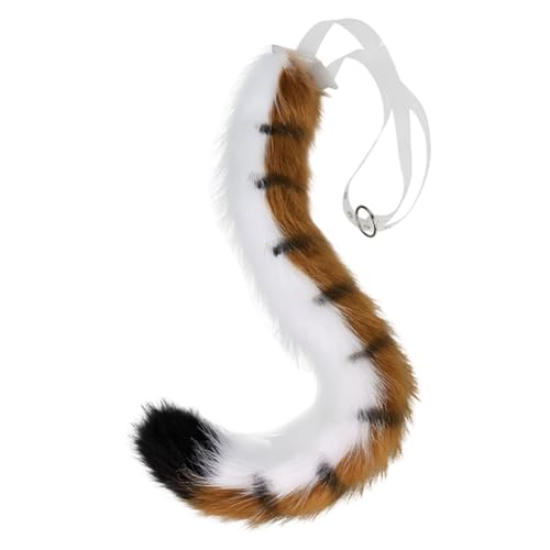 JAWSEU Tiger Katze Fuchs Cosplay Kostüm Set, Hundeohren Haarband Lang Tierschwanz Ohren Set Faux Furry Fox Wolf Tail Kit Wolf Langer Fuchsschwanz Ohren für Fasching Halloween Kostüm Anime Cosplay von JAWSEU