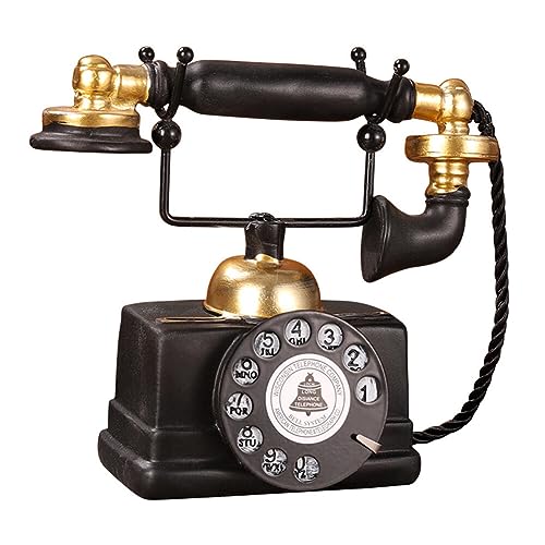 JAWSEU Vintage Festnetztelefon Requisiten, Antikes Klassisches Wählscheiben Telefon Deko Retro Altmodisches Schnurtelefon Schreibtisch Ornament Antikes Telefon Retro Dekoratives Telefon Modell von JAWSEU