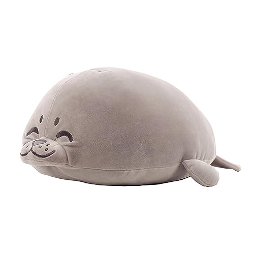 JAWSEU Weiche Plüschtier Robbe Grau Dichtung Spielzeug, Meerestier-Kissen, Mollig Klecks Siegel Kissen Niedliche Dichtung Stofftier Baumwolle PlüSchtier Kissen Stuffed Ocean Animals Doll Gifts von JAWSEU