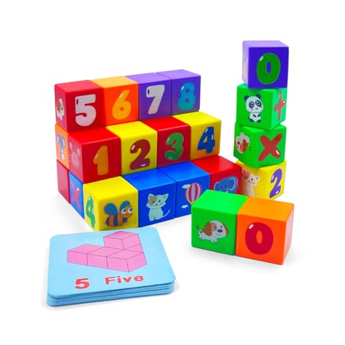 Kunststoff Bauklötze 30Würfel (3x3x3cm),Große ABS bunte Muster Blöcke,Vorschule Educational Building Spielzeug,Feinmotorische Fähigkeiten, Entwicklungsübungen Spielzeug für Kinder(Einfacher Karton) von JAYSRIS