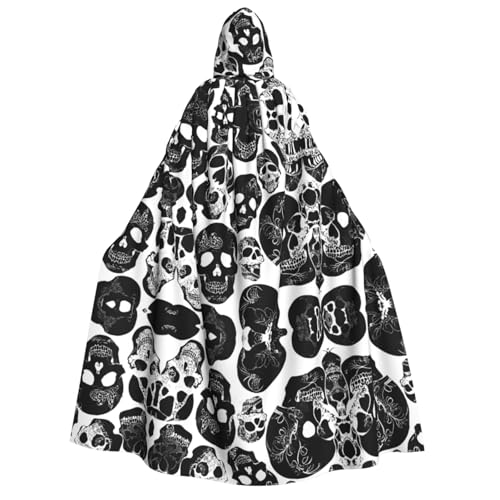 JAYWIS Schwarzer Totenkopf-Aufdruck, Halloween-Umhang mit Kapuze für Erwachsene, bedruckter Umhang in voller Länge für Festivals, Gothic-Veranstaltungen und Kostümpartys JAYWIS Schwarzer Totenkopf-Aufdruck, Halloween-Umhang mit Kapuze für Erwachsene, bedruckter Umhang in voller Länge für Festivals, Gothic-Veranstaltungen und Kostümpartys von JAYWIS