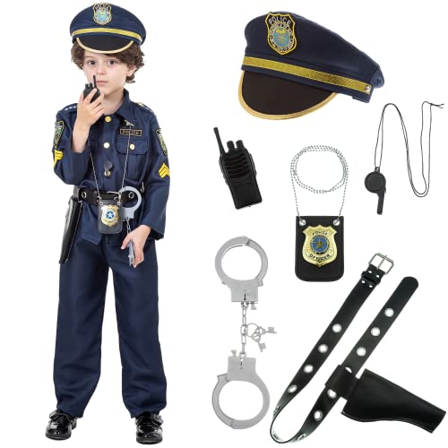 JAZGROM Polizei-Offizierskostüm für Kinder, Deluxe-Spielset für Jungen und Mädchen, Halloween-Kostüm, Blau von JAZGROM